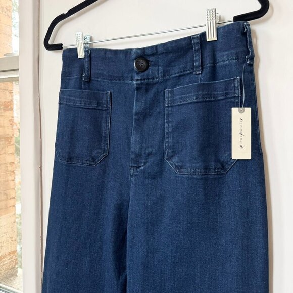 NWT Anthropologie The Colette High Rise Wide Leg Jeans Sequin Sparkle 27T Tall - Picture 7 of 16